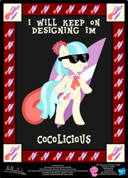 Size: 758x1054 | Tagged: safe, artist:strykarispeeder, imported from derpibooru, part of a set, coco pommel, earth pony, pony, bipedal, cocolicious, female, mare, out of character, solo, sunglasses, twilightlicious