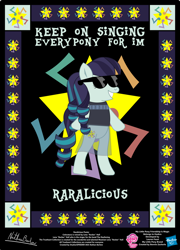 Size: 758x1054 | Tagged: safe, artist:strykarispeeder, imported from derpibooru, part of a set, coloratura, earth pony, pony, bipedal, black background, clothes, female, mare, rara, raralicious, signature, simple background, solo, sunglasses, twilightlicious