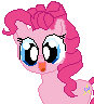 Size: 87x96 | Tagged: safe, artist:scootaloormayfly, imported from derpibooru, pinkie pie, earth pony, pony, blue eyes, looking at you, pink mane, pixel art, simple background, small resolution, smiling, smiling at you, solo, transparent background