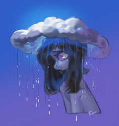 Size: 1591x1687 | Tagged: safe, artist:fedos, imported from derpibooru, oc, oc only, earth pony, pony, cloud, personal stormcloud, rain, raincloud, sad, solo