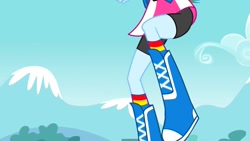 Size: 1280x720 | Tagged: safe, imported from derpibooru, screencap, rainbow dash, human, equestria girls, equestria girls (movie), bike shorts, boots, clothes, female, legs, lower body, pictures of legs, shoes, skirt, solo