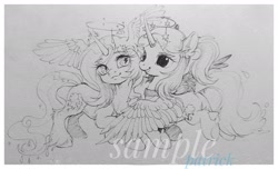 Size: 2171x1319 | Tagged: safe, artist:paipaishuaige, imported from derpibooru, oc, oc only, alicorn, pony, chest fluff, commission, smiling, traditional art, unshorn fetlocks, watermark, wing ears, wings