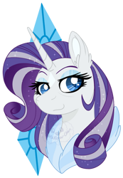 Size: 400x579 | Tagged: safe, artist:katsuforov-chan, imported from derpibooru, part of a set, rarity, pony, unicorn, the last problem, bust, cape, clothes, colored pupils, cutie mark, ear fluff, eyeshadow, female, makeup, older, older rarity, portrait, shawl, simple background, solo, transparent background, watermark