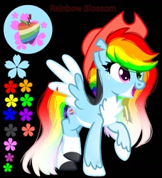 Size: 942x1032 | Tagged: safe, artist:teonnakatztkgs, imported from derpibooru, oc, oc only, pegasus, pony, base used, colored wings, eyelashes, hat, multicolored hair, rainbow hair, reference sheet, solo, two toned wings, unshorn fetlocks, wings