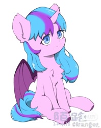 Size: 854x1078 | Tagged: safe, artist:陌路, imported from derpibooru, oc, oc only, alicorn, bat pony, bat pony alicorn, pony, bat pony oc, bat wings, chest fluff, female, horn, sitting, solo, wings