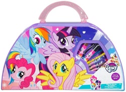 Size: 500x368 | Tagged: safe, imported from derpibooru, fluttershy, pinkie pie, rainbow dash, rarity, twilight sparkle, alicorn, earth pony, pegasus, pony, unicorn, art case, case, crayons, markers, merchandise, sambro, stock vector, traditional art, twilight sparkle (alicorn)