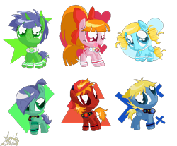 Size: 644x533 | Tagged: safe, artist:allyzarts, imported from derpibooru, earth pony, pegasus, pony, unicorn, base used, blossom (powerpuff girls), boomer (powerpuff girls), brick (powerpuff girls), bubbles (powerpuff girls), butch (powerpuff girls), buttercup (powerpuff girls), colt, crossover, female, filly, foal, hyper blossom, jewelry, male, necklace, ponified, powered buttercup, powerpuff girls z, rolling bubbles, simple background, the powerpuff girls, the rowdyruff boys, transparent background