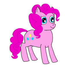Size: 1000x1000 | Tagged: safe, artist:nate5700, imported from derpibooru, pinkie pie, earth pony, pony, blue eyes, female, full body, hooves, mare, pink mane, pink tail, simple background, smiling, solo, standing, tail, three quarter view, white background