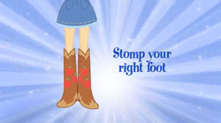 Size: 828x465 | Tagged: safe, imported from derpibooru, screencap, applejack, equestria girls, boots, clothes, cowboy boots, eg stomp, high heel boots, legs, pictures of legs, shoes, skirt