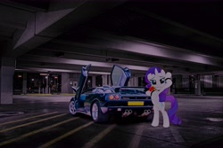 Size: 9797x6531 | Tagged: safe, artist:bluse, derpibooru exclusive, edit, imported from derpibooru, rarity, pony, unicorn, absurd resolution, bipedal, car, female, flower, flower in mouth, lamborghini, lamborghini diablo, looking at you, mare, mouth hold, rose, rose in mouth, sexy, smiling, smiling at you, solo