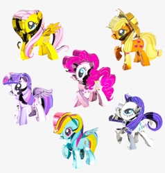 Size: 820x860 | Tagged: safe, imported from derpibooru, applejack, fluttershy, pinkie pie, rainbow dash, rarity, twilight sparkle, alicorn, applejack's hat, blue skin, blue wings, cowboy hat, craft, hat, light skin, mane six, metal earth, multicolored hair, pale skin, pink hair, pink mane, pink skin, purple hair, purple mane, purple skin, purple wings, rainbow hair, twilight sparkle (alicorn), wings, yellow hair, yellow mane, yellow skin, yellow wings