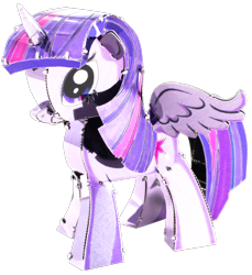 Size: 1100x1200 | Tagged: safe, imported from derpibooru, twilight sparkle, alicorn, pony, craft, horn, metal earth, purple eyes, purple hair, purple mane, purple wings, simple background, solo, transparent background, twilight sparkle (alicorn), wings