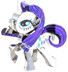 Size: 1142x1200 | Tagged: safe, imported from derpibooru, pony, blue eyes, craft, horn, light skin, metal earth, pale skin, purple hair, purple mane, simple background, solo, transparent background