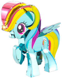 Size: 961x1200 | Tagged: safe, imported from derpibooru, rainbow dash, pony, blue skin, blue wings, craft, metal earth, multicolored hair, rainbow hair, red eyes, simple background, solo, transparent background, wings