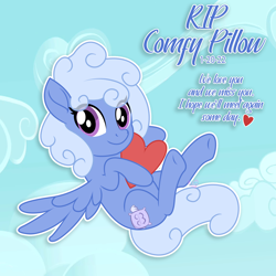 Size: 2000x2000 | Tagged: safe, artist:lovinglypromise, imported from derpibooru, oc, oc:comfy pillow, pegasus, pony, female, mare, memorial, pillow, solo