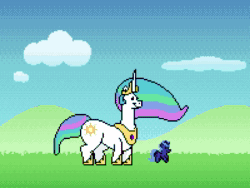 Size: 1600x1200 | Tagged: safe, artist:2snacks, imported from derpibooru, princess celestia, princess luna, alicorn, pony, 8-bit, animated, crown, cursed, cute, ducktales, female, filly, foal, hair over one eye, hand, head pat, impossibly long neck, jewelry, lesser dog, long neck, magic, magic hands, meme, moon, mouth, mouth hold, music, necc, nope.avi, pat, patting, pixel art, princess necklestia, regalia, royal sisters, s1 luna, scruff, shocked, siblings, sisters, sound, surprised, to the moon, wat, webm, wingless, woona, younger, youtube link