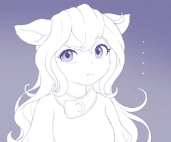 Size: 1800x1500 | Tagged: safe, artist:symbianl, imported from derpibooru, princess luna, ..., clothes, cute, equestria girls outfit, female, floppy ears, hair, lunabetes, monochrome, raised eyebrow, solo