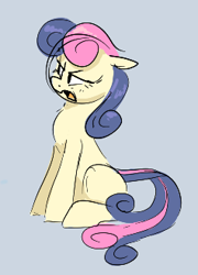 Size: 237x329 | Tagged: source needed, useless source url, safe, artist:hattsy, bon bon, sweetie drops, earth pony, pony, aggie.io, bon bon is not amused, female, mare, open mouth, simple background, sitting, solo, unamused