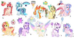 Size: 7700x4000 | Tagged: safe, artist:just-silvushka, imported from derpibooru, oc, oc only, alicorn, earth pony, hippogriff, hybrid, pegasus, pony, unicorn, ascot, bandana, bow, braid, choker, clothes, cloven hooves, colored wings, freckles, glasses, hair bow, interspecies offspring, magical lesbian spawn, multicolored wings, offspring, parent:applejack, parent:big macintosh, parent:caramel, parent:cherry jubilee, parent:cozy glow, parent:fluttershy, parent:lightning dust, parent:mistmane, parent:pinkie pie, parent:princess celestia, parent:princess skystar, parent:rainbow dash, parent:rarity, parent:suri polomare, parent:twilight sparkle, parents:carajack, parents:cherryjack, parents:cozypie, parents:dashlestia, parents:fluttermac, parents:rainbowdust, parents:rarimane, parents:skypie, parents:surity, parents:twilestia, peytral, rainbow wings, scarf, see-through, simple background, socks, striped socks, transparent background, vest, wings