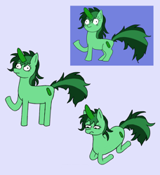 Size: 2100x2300 | Tagged: safe, artist:potatoconnoisseur, derpibooru exclusive, imported from derpibooru, oc, oc only, unnamed oc, pony, unicorn, female, food, mare, pickle, pickle surprise, sad, simple background