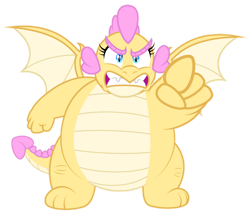 Size: 1600x1380 | Tagged: safe, artist:aleximusprime, imported from derpibooru, oc, oc:buttercream, oc:buttercream the dragon, dragon, flurry heart's story, angry, chubby, cute, dragon oc, dragoness, fat, female, gritted teeth, heart shaped, objection, perspective, pointing, pointing at you, simple background, solo, transparent background