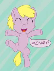 Size: 1135x1500 | Tagged: safe, artist:craftycirclepony, imported from derpibooru, oc, oc only, oc:puppysmiles, earth pony, pony, cute, dialogue, ear fluff, eyes closed, female, filly, foal, happy, heart, looking at you, open mouth, raised leg, smiling, solo, standing, standing on one leg, underhoof