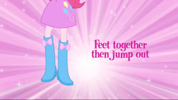 Size: 828x465 | Tagged: safe, imported from derpibooru, screencap, pinkie pie, equestria girls, boots, clothes, eg stomp, high heel boots, legs, pictures of legs, shoes, skirt, the eg stomp