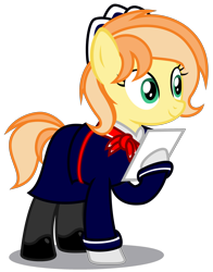 Size: 2490x3170 | Tagged: safe, artist:strategypony, imported from derpibooru, oc, oc only, oc:fruitlines, earth pony, pony, clothes, earth pony oc, female, flight attendant, mare, simple background, socks, stewardess, stockings, thigh highs, transparent background
