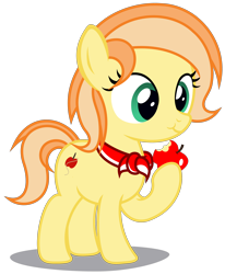 Size: 2660x3230 | Tagged: safe, artist:strategypony, imported from derpibooru, oc, oc only, oc:fruitlines, earth pony, pony, apple, bandana, earth pony oc, eating, female, filly, foal, food, herbivore, neckerchief, simple background, transparent background, younger