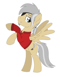 Size: 1004x1285 | Tagged: safe, artist:dyonys, imported from derpibooru, oc, oc:silver mane, pegasus, pony, bipedal, clothes, eyepatch, male, shirt, simple background, solo, stallion, transparent background