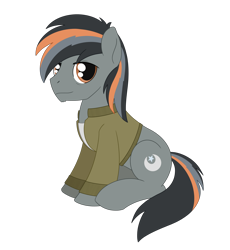 Size: 2182x2367 | Tagged: safe, alternate version, artist:dyonys, imported from derpibooru, oc, oc:cinder moon, clothes, jacket, male, sitting, stallion