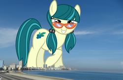 Size: 1861x1216 | Tagged: safe, artist:slb94, artist:thegiantponyfan, imported from derpibooru, juniper montage, earth pony, pony, cuba, equestria girls ponified, female, giant pony, giant/macro earth pony, giantess, glasses, havana, highrise ponies, irl, macro, mare, mega giant, photo, ponies in real life, ponified