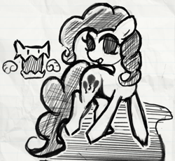 Size: 2088x1913 | Tagged: safe, artist:solid shrimp, imported from derpibooru, pinkie pie, earth pony, pony, female, grayscale, monochrome, solo