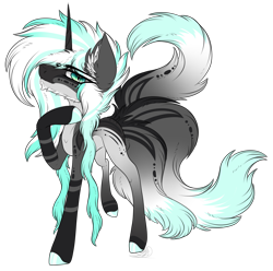 Size: 3069x3049 | Tagged: safe, artist:beamybutt, imported from derpibooru, oc, oc only, original species, pony, ear fluff, horn, kitsune, kitsune pony, male, multiple tails, raised hoof, simple background, solo, stallion, tail, transparent background