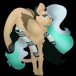 Size: 1500x1500 | Tagged: safe, artist:teonnakatztkgs, imported from derpibooru, oc, oc only, pegasus, pony, black background, makeup, pegasus oc, simple background, smiling, solo, two toned mane, wings