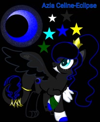 Size: 997x1212 | Tagged: safe, artist:teonnakatztkgs, imported from derpibooru, oc, oc only, hybrid, pony, base used, black background, colored wings, crescent moon, female, looking back, mare, moon, reference sheet, simple background, solo, two toned wings, wings