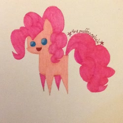 Size: 640x640 | Tagged: safe, artist:themuffinartist, imported from derpibooru, pinkie pie, pony, pointy ponies, smiling, solo, traditional art