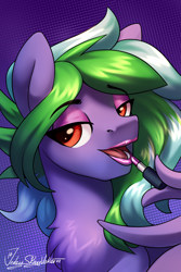 Size: 2000x3000 | Tagged: safe, artist:jedayskayvoker, imported from derpibooru, oc, oc only, oc:weldbead, pegasus, pony, bust, chest fluff, crossdressing, fluffy, icon, lips, lipstick, looking at you, makeup, male, patreon, patreon reward, portrait, red eyes, solo, stallion, wing hands, wings