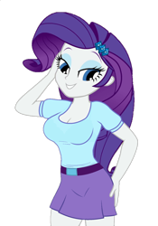 Size: 650x930 | Tagged: safe, edit, edited screencap, editor:ah96, imported from derpibooru, screencap, rarity, equestria girls, background removed, breasts, busty rarity, cleavage, clothes, eyeshadow, female, looking down, makeup, miniskirt, not a vector, simple background, skirt, solo, transparent background