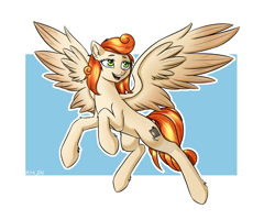 Size: 2500x2000 | Tagged: safe, artist:kirasunnight, imported from derpibooru, oc, oc only, oc:megan rouge, pegasus, pony, female, flying, open mouth, pegasus oc, spread wings, wings