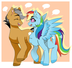 Size: 1024x963 | Tagged: safe, artist:sawberrykiss, imported from derpibooru, quibble pants, rainbow dash, pegasus, pony, chest fluff, duo, female, male, mare, stallion