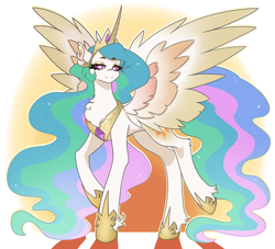 Size: 1024x929 | Tagged: safe, artist:sawberrykiss, imported from derpibooru, princess celestia, alicorn, pony, chest fluff, female, solo, spread wings, wings