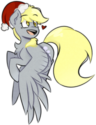 Size: 1024x1332 | Tagged: safe, artist:pointdelta, imported from derpibooru, derpy hooves, pegasus, pony, christmas, female, flying, hat, holiday, santa hat, simple background, solo, transparent background