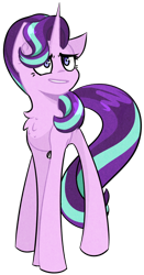 Size: 800x1523 | Tagged: safe, artist:pointdelta, imported from derpibooru, starlight glimmer, pony, unicorn, chest fluff, female, front view, full body, hooves, horn, long legs, mare, simple background, solo, standing, tail, transparent background