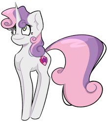 Size: 1280x1453 | Tagged: safe, artist:pointdelta, imported from derpibooru, sweetie belle, pony, unicorn, cute, diasweetes, female, filly, foal, full body, hooves, horn, simple background, smiling, solo, tail, transparent background, two toned mane, two toned tail