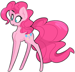 Size: 1280x1227 | Tagged: safe, artist:pointdelta, imported from derpibooru, pinkie pie, earth pony, pony, cute, diapinkes, female, fluffy tail, long legs, mare, no pupils, simple background, solo, tail, thin legs, transparent background