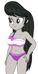 Size: 940x1854 | Tagged: safe, edit, edited screencap, editor:ah96, imported from derpibooru, screencap, octavia melody, human, equestria girls, equestria girls series, spring breakdown, spoiler:eqg series (season 2), background removed, belly button, bikini, breast edit, breasts, busty octavia melody, clothes, eyebrows, female, hand on hip, midriff, not a vector, sexy, simple background, solo, swimsuit, transparent background