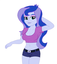 Size: 897x1000 | Tagged: safe, edit, edited screencap, editor:ah96, imported from derpibooru, screencap, princess luna, equestria girls, arm behind head, background removed, belly button, breast edit, breasts, busty princess luna, female, not a vector, simple background, solo, transparent background, vice principal luna