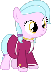 Size: 1800x2524 | Tagged: safe, artist:peternators, imported from derpibooru, oc, oc only, oc:goldy ornament, earth pony, pony, blazer, clothes, earth pony oc, female, filly, foal, full body, high res, hooves, jewelry, necklace, ribbon, shirt, show accurate, simple background, skirt, smiling, solo, standing, tail, three quarter view, transparent background, two toned mane, two toned tail, yellow eyes