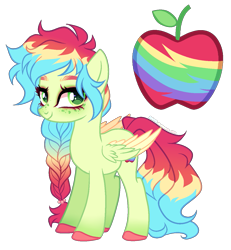 Size: 1219x1318 | Tagged: safe, artist:gihhbloonde, imported from derpibooru, oc, pegasus, pony, colored wings, female, magical lesbian spawn, mare, offspring, parent:applejack, parent:rainbow dash, parents:appledash, simple background, solo, transparent background, two toned wings, wings